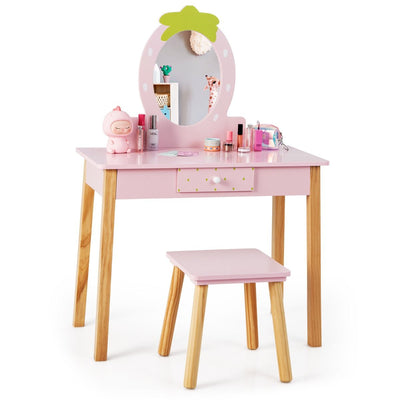 Girls Dressing Tables with Mirror and Drawer for Toddlers