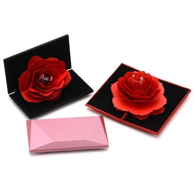 Diamond Shaped Vibrato with Rotating Rose Ring Box Valentines Day Gift